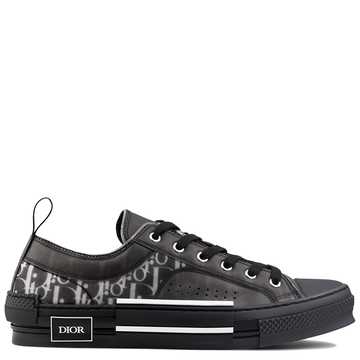 B23 Low-Top Dior Oblique Canvas in Schwarz und Weiß mit Kalbsleder in Schwarz