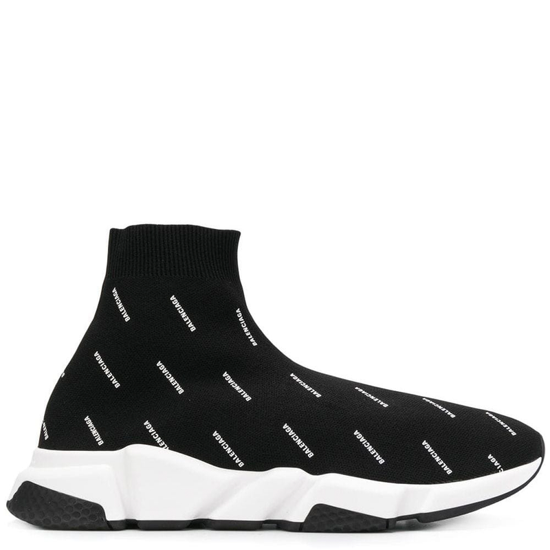 Balenciaga Speed Trainer Black White Jacquard All Over Logo AP sneaker